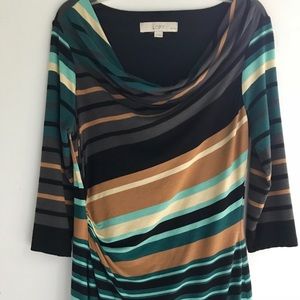 LOFT dress stripes and side gathering size SP